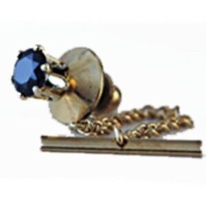 Red or Blue Sapphire Spinel or Green or White CZ Tie Tacks Heavy Yellow Gold NEW